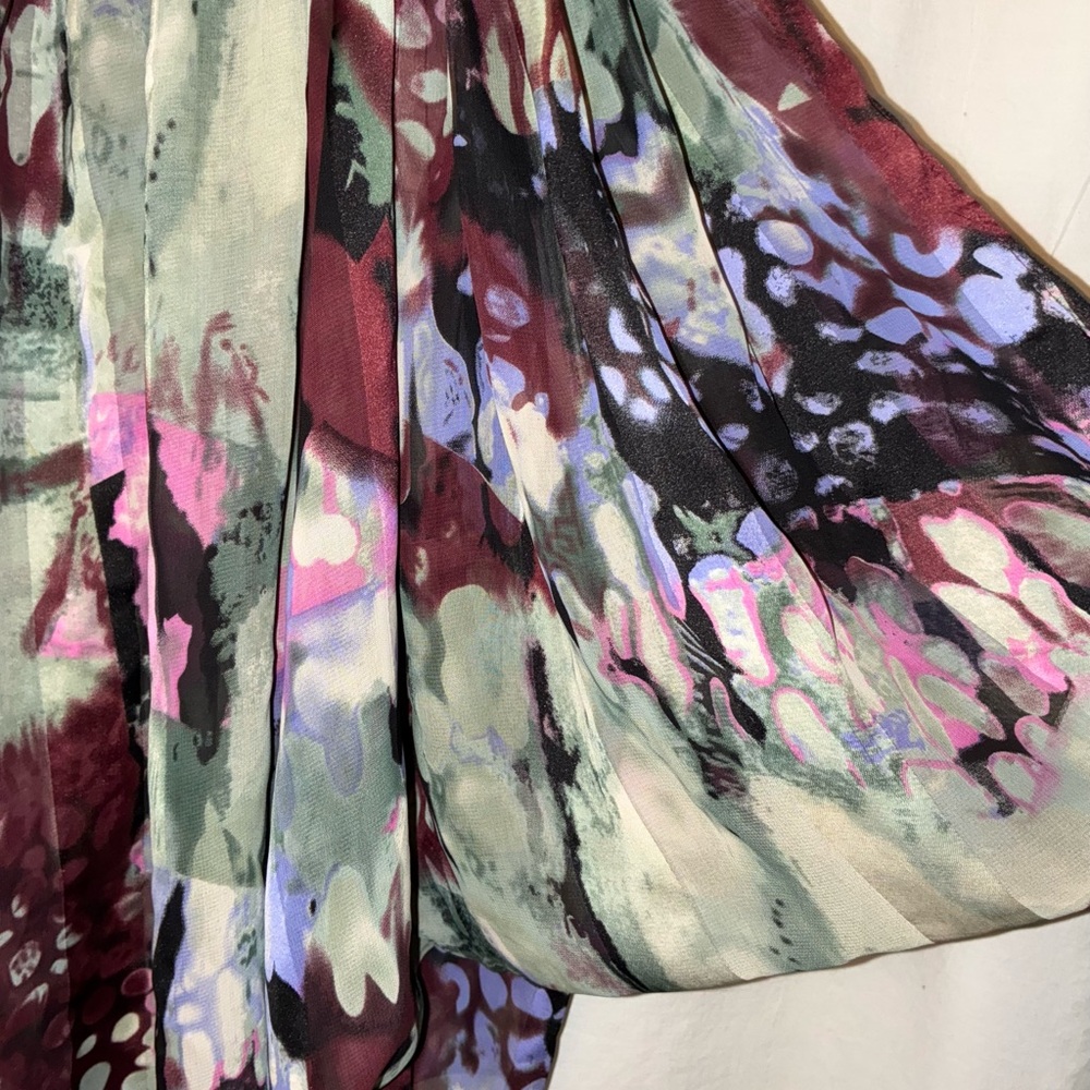 Silk Print Off The Shoulder Short Sleeve Blouse Top MultiColor By Abi Ferrin New - Picture 8 of 14